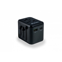 Verbatim UTA-02 Universal Travel Adapter with 1 x USB-C PD 20W / 1 x USB-A QC 3.0