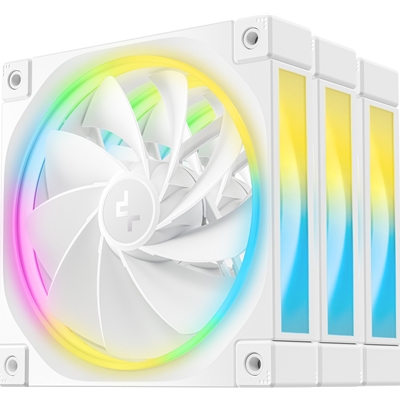 DeepCool FL12 120mm PWM 3 Pack Reverse White Fan - High Performance, Low Noise, Fluid Dynamic Bearing, 36 ARGB LEDs, 500-2150 RPM, 55 CFM Airflow, 4-Pin PWM Control - Image 2