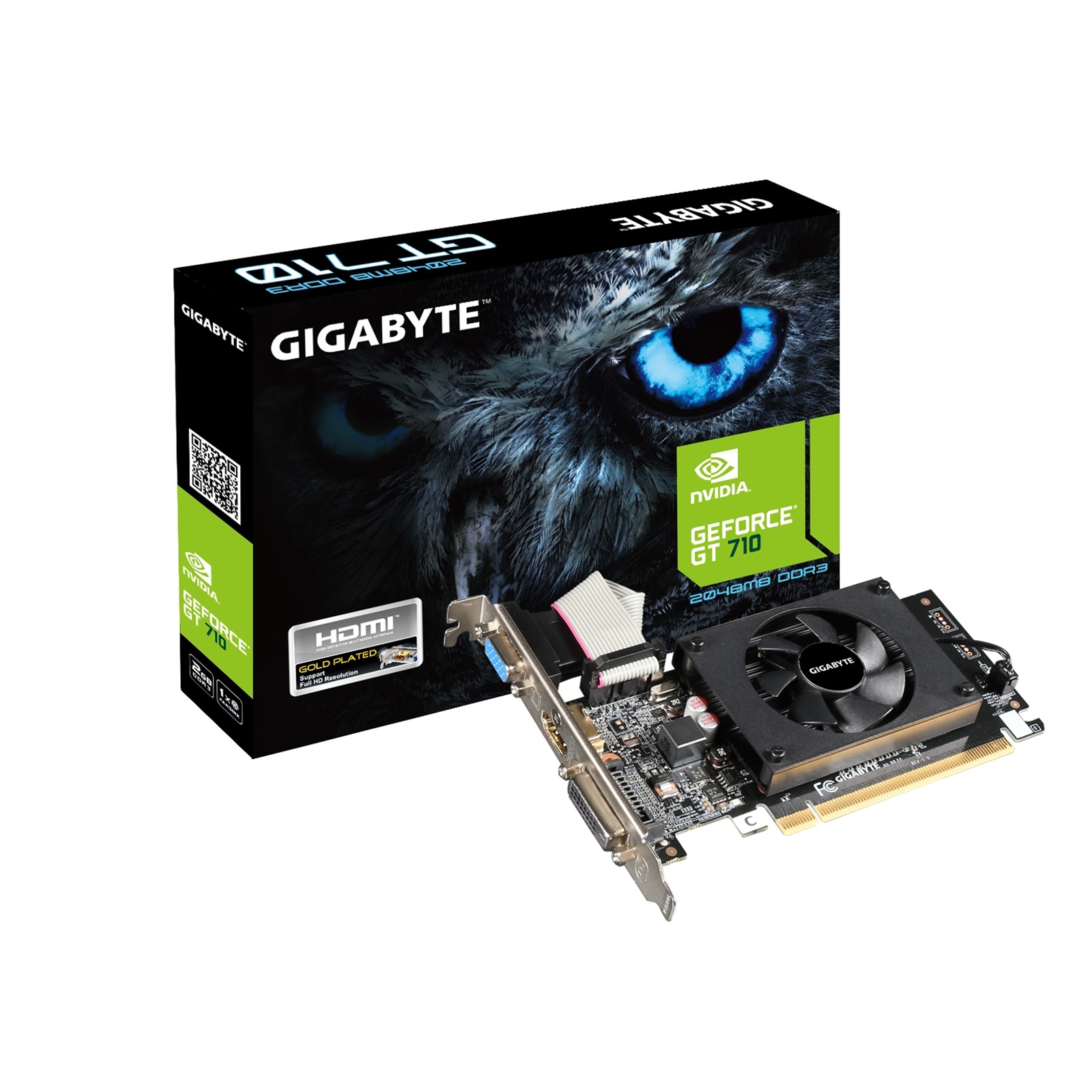Gigabyte NVIDIA GeForce GT 710 2GB DDR3 Low Profile Graphics Card, 954 MHz Core Clock, Single Fan, 1x DVI-D / 1x D-Sub / 1x HDMI Port - Image 3