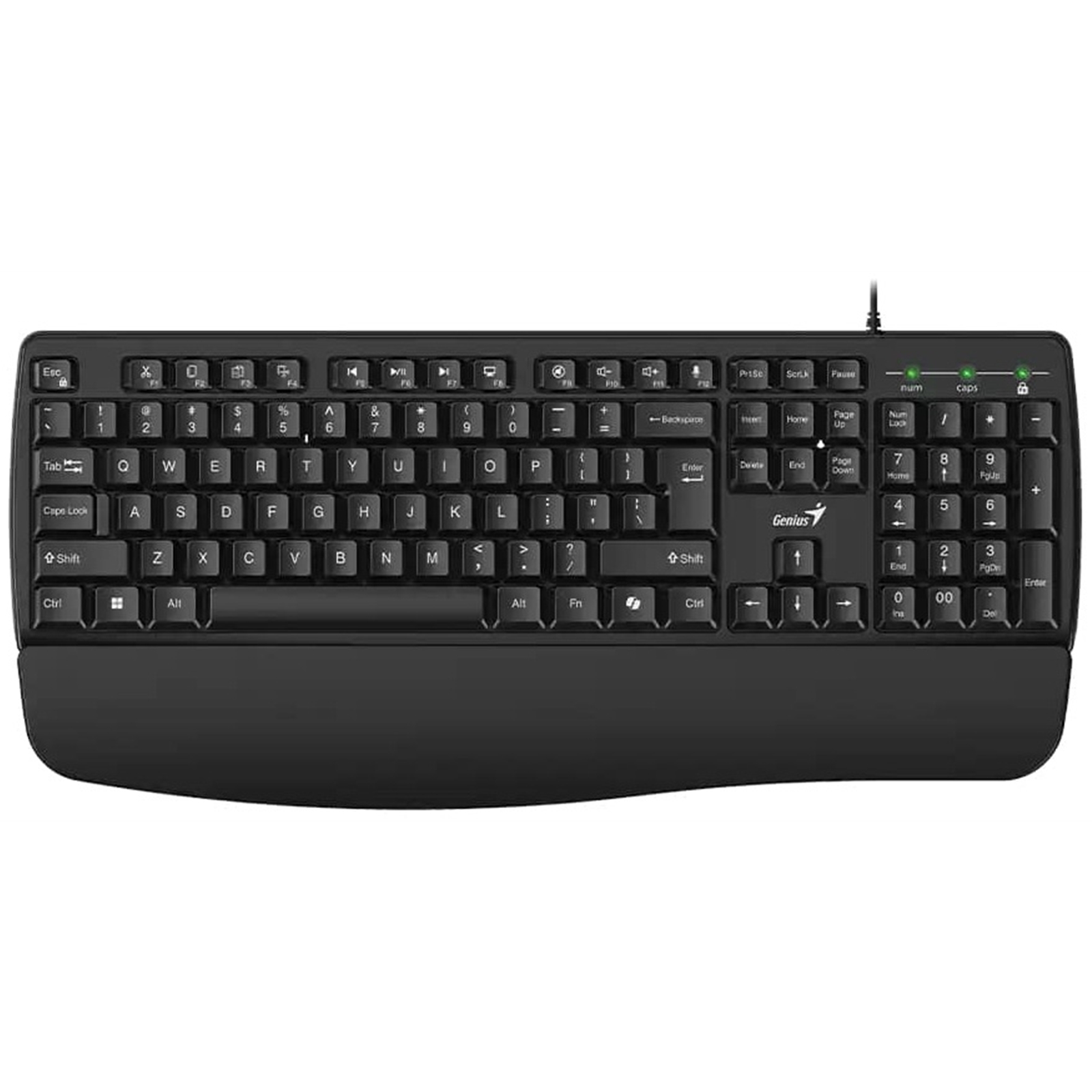 Genius KB-123 Wired AI Copilot Business Keyboard with Palm Rest, USB Plug and Play, Multimedia Function Keys, Full Size UK Layout Design for Home or Office, Black - Image 3