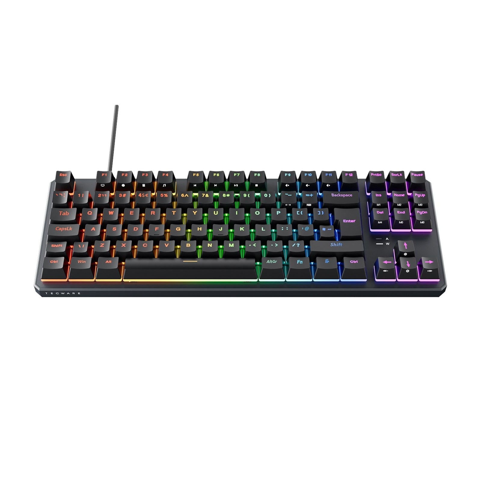 Tecware Phantom+ 80% TKL RGB Mechanical Gaming Keyboard with Wraith Brown Switches Black - Image 3