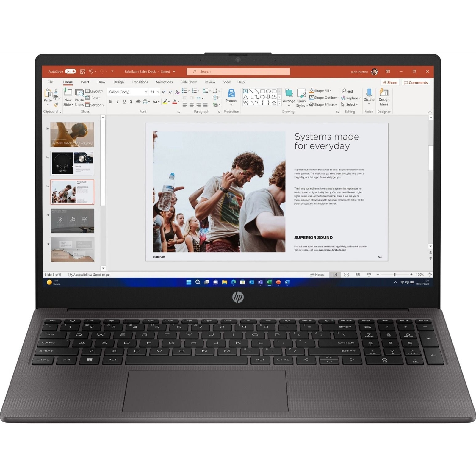HP 255 G10 AK9U8AT#ABU Laptop, 15.6 Inch Full HD 1080p Screen, AMD Ryzen 5 7530U, 8GB RAM, 256GB SSD, Windows 11 Home - Image 3