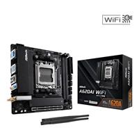 ASRock A620AI WIFI AMD AM5 Socket Motherboard, Mini-ITX, 2x DDR5 Slots, 2x M.2 Sockets, 2.5GbE LAN, Wi-Fi 6E, 1x HDMI Port