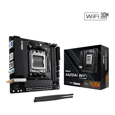 ASRock A620AI WIFI AMD AM5 Socket Motherboard, Mini-ITX, 2x DDR5 Slots, 2x M.2 Socket, 2.5GbE LAN, Wi-Fi 6E, 1x HDMI Port - Image 2