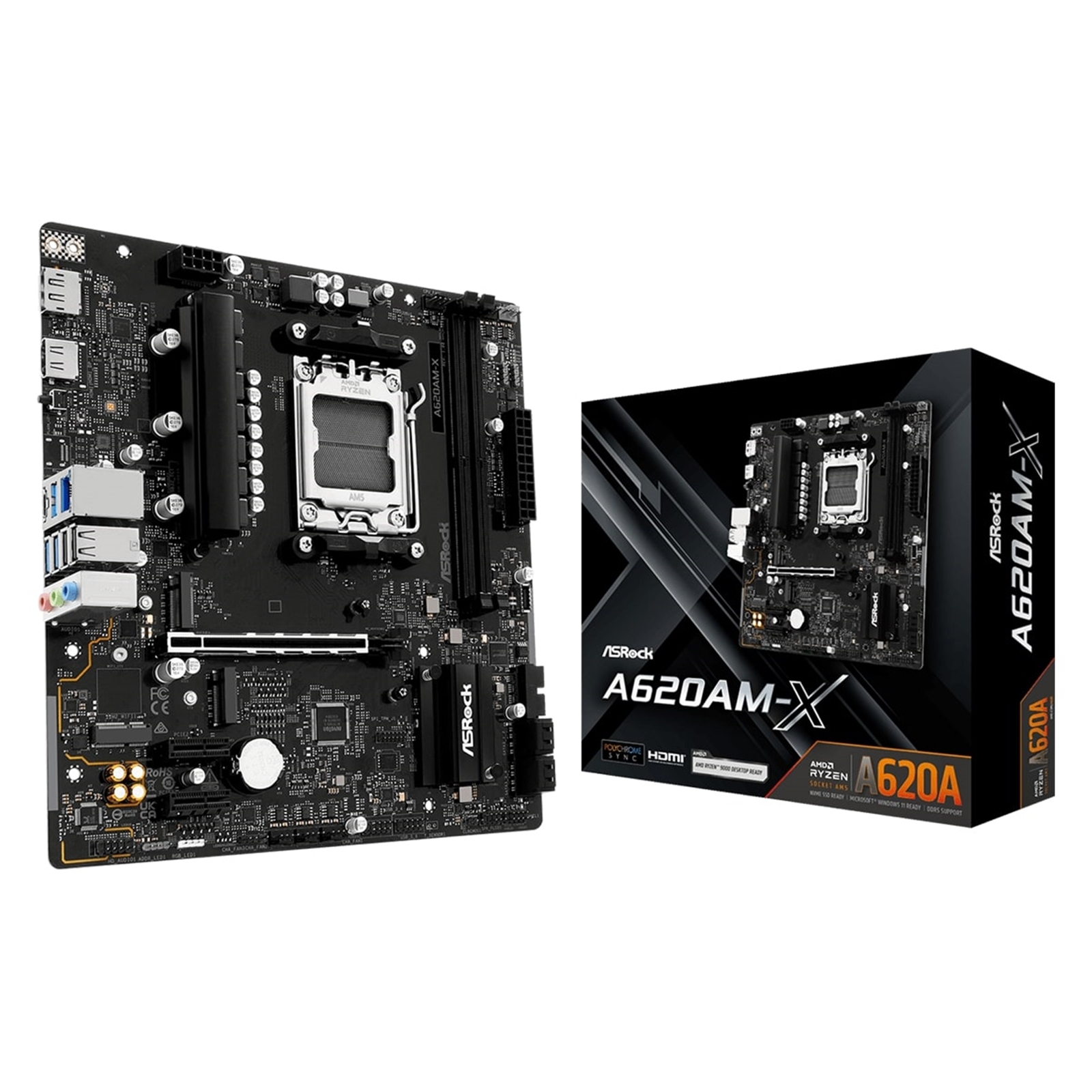 ASRock A620AM-X AMD AM5 Socket Motherboard, Micro-ATX, 2x DDR5 Slots, 2x M.2 Sockets, 2.5GbE LAN, 1x HDMI Port / 1x DisplayPort - Image 3