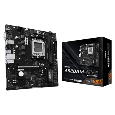 ASRock A620AM-HVS AMD AM5 Socket Motherboard, Micro-ATX, 2x DDR5 Slots, 2x M.2 Sockets, GbE LAN, 1x D-Sub / 1x HDMI Port - Image 2