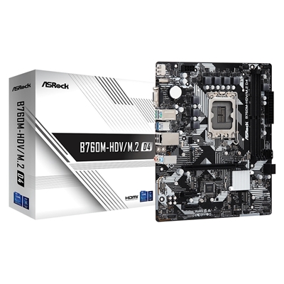 ASRock B760M-HDV/M.2 D4 Intel 1700 Socket Motherboard, Micro-ATX, 2x DDR4 Slots, 2x M.2 Sockets, GbE LAN, 1x D-Sub / 1x DisplayPort / 1x HDMI Port - Image 2