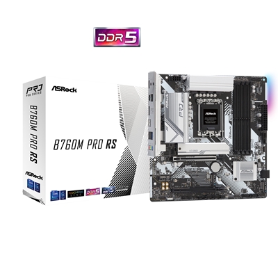 ASRock B760M PRO RS Intel 1700 Socket Motherboard, Micro-ATX, 4x DDR5 Slots, 3x M.2 Socket, Fitted I/O Shield, 2.5GbE LAN, 1x DisplayPort / 1x HDMI Port - Image 2