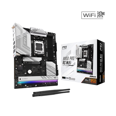 ASRock B850 Pro RS AMD AM5 Socket Motherboard, ATX, 4x DDR5 Slots, 4x M.2 Sockets, Fitted I/O Shield, 2.5GbE LAN, Wi-Fi 6E, 1x HDMI Port / 1x USB-C - Image 2