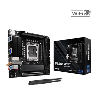 ASRock B860I WiFi Intel 1851 Socket Motherboard, Mini-ITX, 2x DDR5 Slots, 2x M.2 Sockets, 2.5GbE + 1GbE LAN, Wi-Fi 6E, 1x DisplayPort / 1x HDMI Port - Image 2