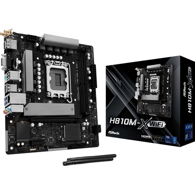ASRock H810M-X WIFI Intel 1851 Socket Motherboard, Micro-ATX, 2x DDR5 DIMM Slots, 1x M.2 Socket, 2.5GbE LAN, Wi-Fi 5, 1x HDMI Port / 1x DisplayPort - Image 2