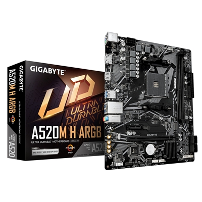 Gigabyte A520M H ARGB AMD AM4 Socket Motherboard, Micro-ATX, 2x DDR4 Slots, 1x M.2 Socket, GbE LAN, 1x DisplayPort / 1x HDMI Port - Image 2