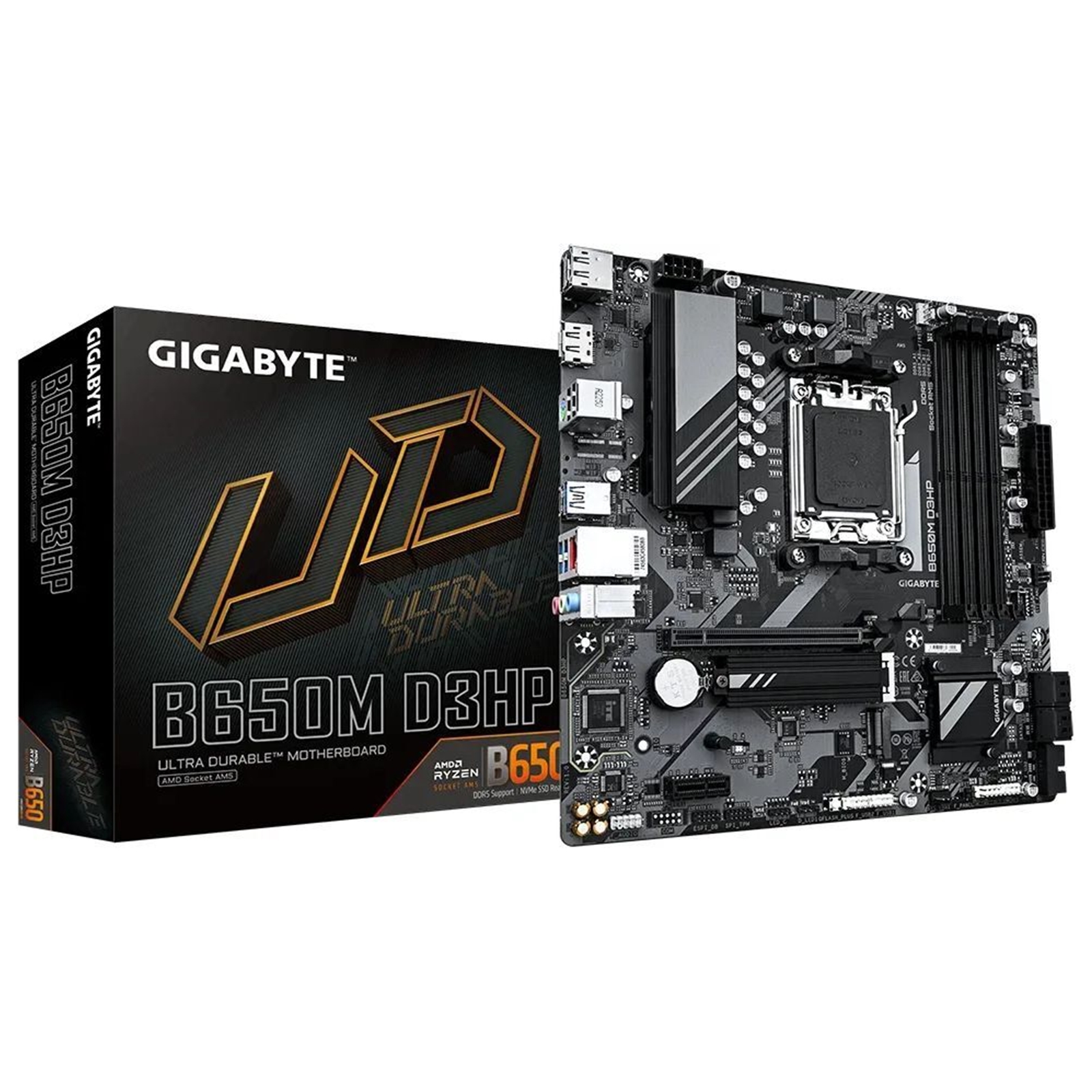 Gigabyte B650M D3HP Ultra Durable AMD AM5 Socket Motherboard, Micro-ATX, 4x DDR5 Slots, 2x M.2 Sockets, 2.5GbE LAN, 2x DisplayPorts / 1x HDMI Port - Image 2