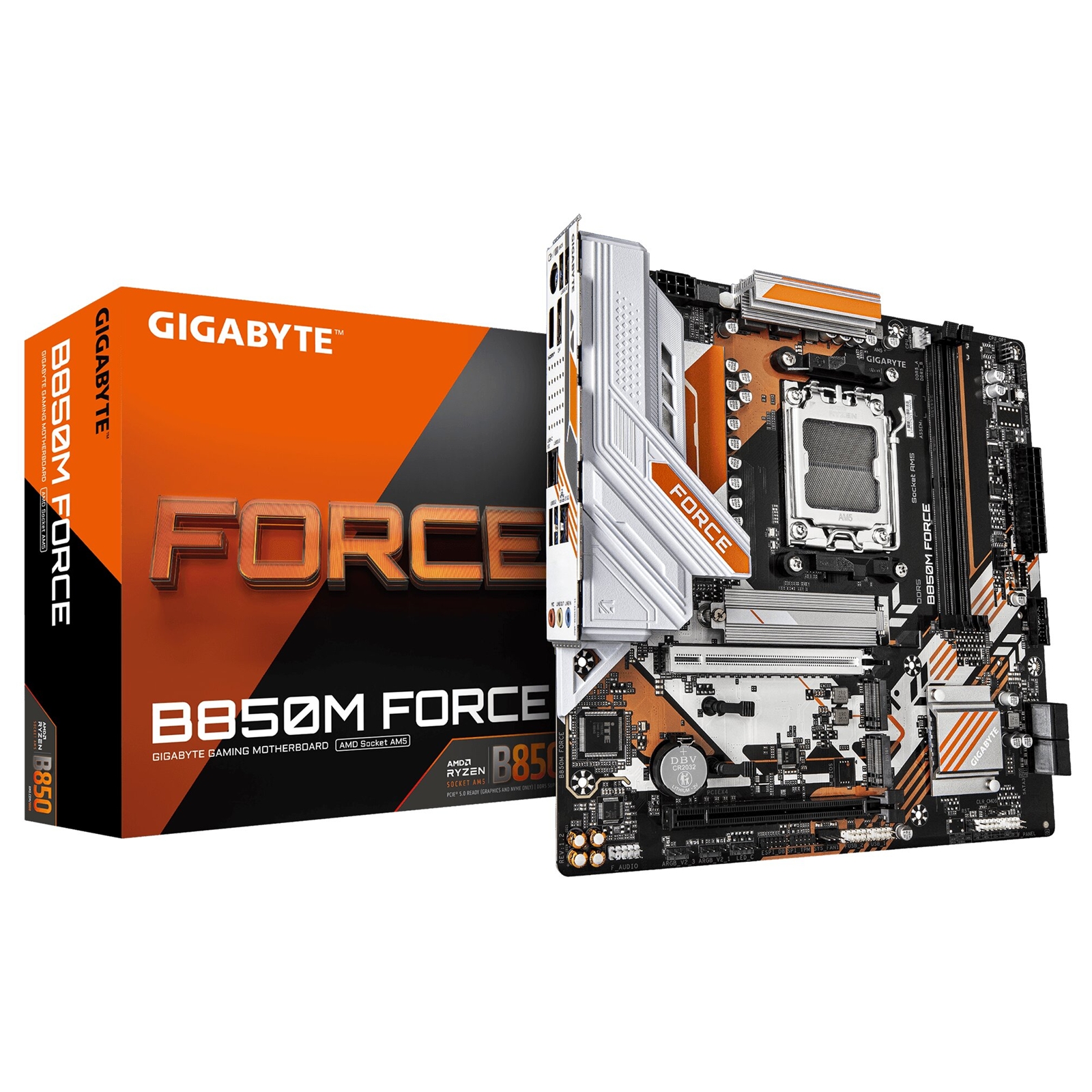 Gigabyte B850M FORCE AMD AM5 Socket Motherboard, Micro-ATX, 2x DDR5 Slots, 3x M.2 Sockets, 2.5GbE LAN, 1x DisplayPort / 1x HDMI Port - Image 3