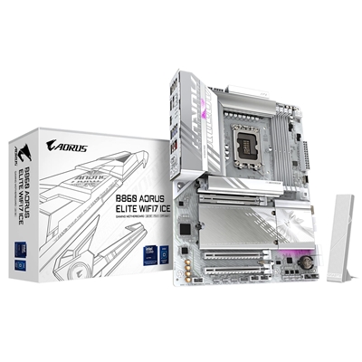 Gigabyte B860 AORUS ELITE WIFI7 ICE Intel 1851 Socket Motherboard, ATX, 4x DDR5 Slots, 3x M.2 Sockets, Fitted I/O Shield, 2.5GbE LAN, Wi-Fi 7, 1x DisplayPort / 1x HDMI Ports / 1x USB-C (USB4) - Image 2
