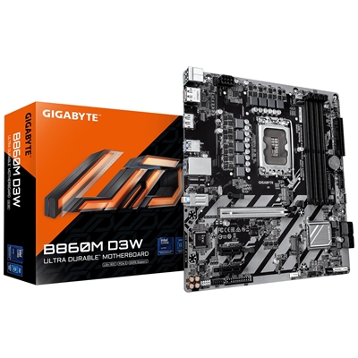 Gigabyte B860M D3W Intel 1851 Socket Motherboard, Micro-ATX, 4x DDR5 Slots, 2x M.2 Sockets, GbE LAN, 2x DisplayPorts / 1x HDMI Port - Image 2