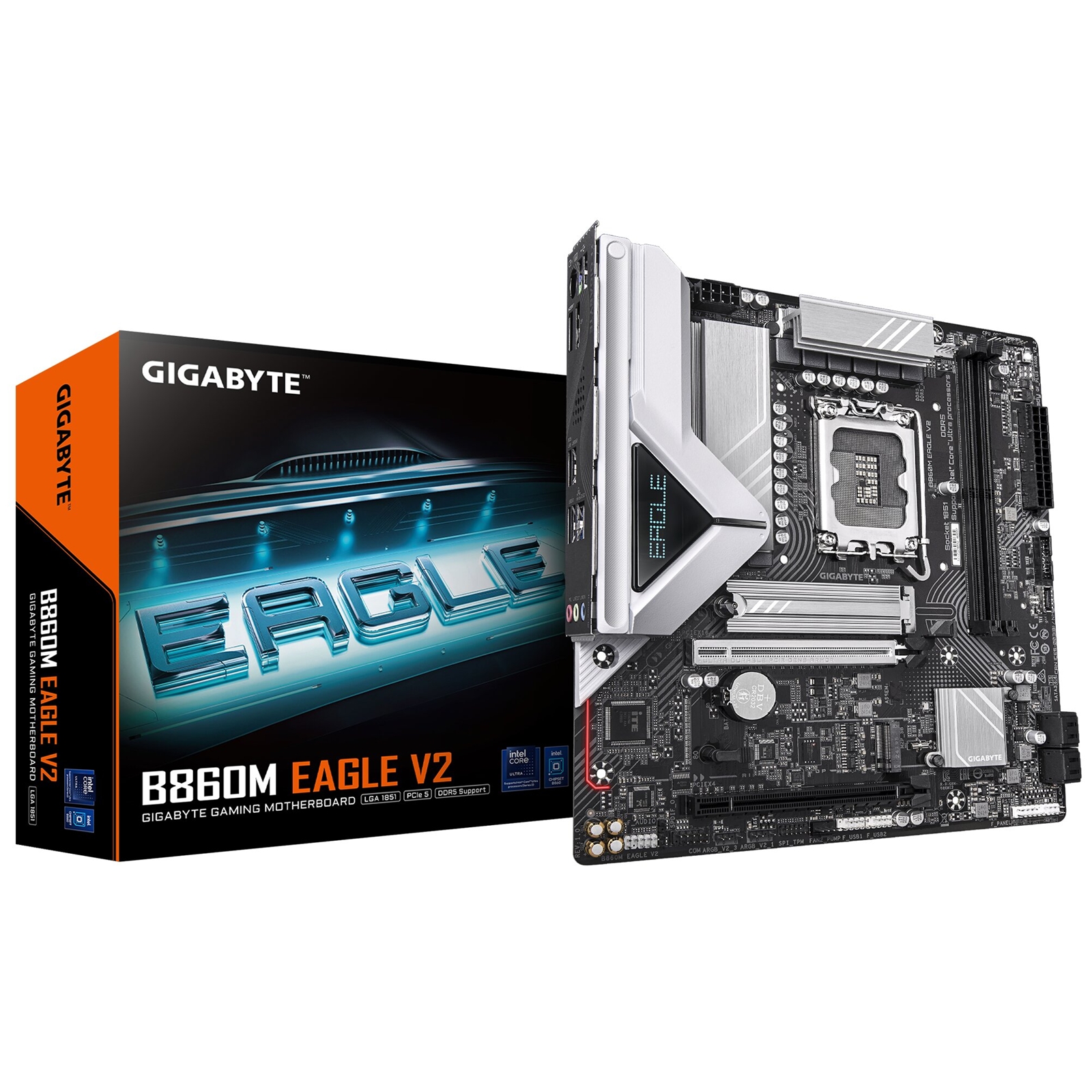 Gigabyte B860M EAGLE V2 Intel 1851 Socket Motherboard, Micro-ATX, 2x DDR5 Slots, 2x M.2 Sockets, Fitted I/O Shield, 2.5GbE LAN, 1x DisplayPort / 1x HDMI Port - Image 3