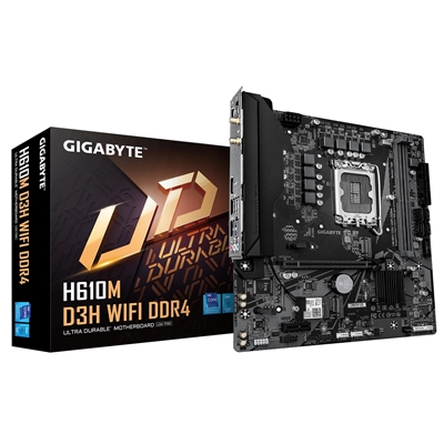 Gigabyte H610M D3H WIFI DDR4 Intel 1700 Socket Motherboard, Micro-ATX, 2x DDR4 Slots, 2x M.2 Sockets, GbE LAN, Wi-Fi 5, 1x HDMI Port - Image 2
