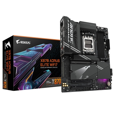 Gigabyte X870 AORUS ELITE WIFI7 AMD AM5 Socket Motherboard, ATX, 4x DDR5 Slots, 4x M.2 Sockets, Fitted I/O Shield, 2.5GbE LAN, Wi-Fi 7, 1x HDMI Port / 2x USB-C (USB4) - Image 2
