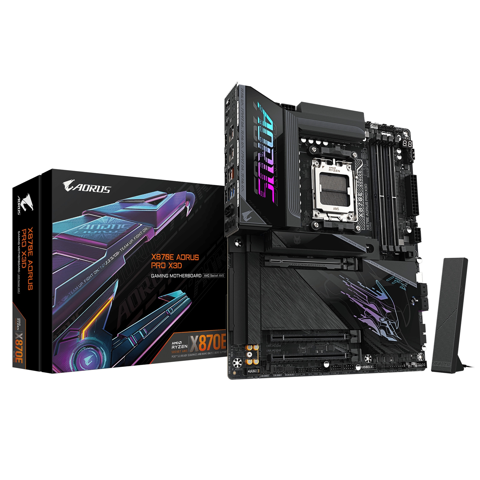 Gigabyte X870E AORUS PRO X3D AMD AM5 Socket Motherboard, ATX, 4x DDR5 Slots, 4x M.2 Sockets, Fitted I/O Shield, 5GbE LAN, Wi-Fi 7, 1x HDMI Port / 2x USB-C (USB4) - Image 3