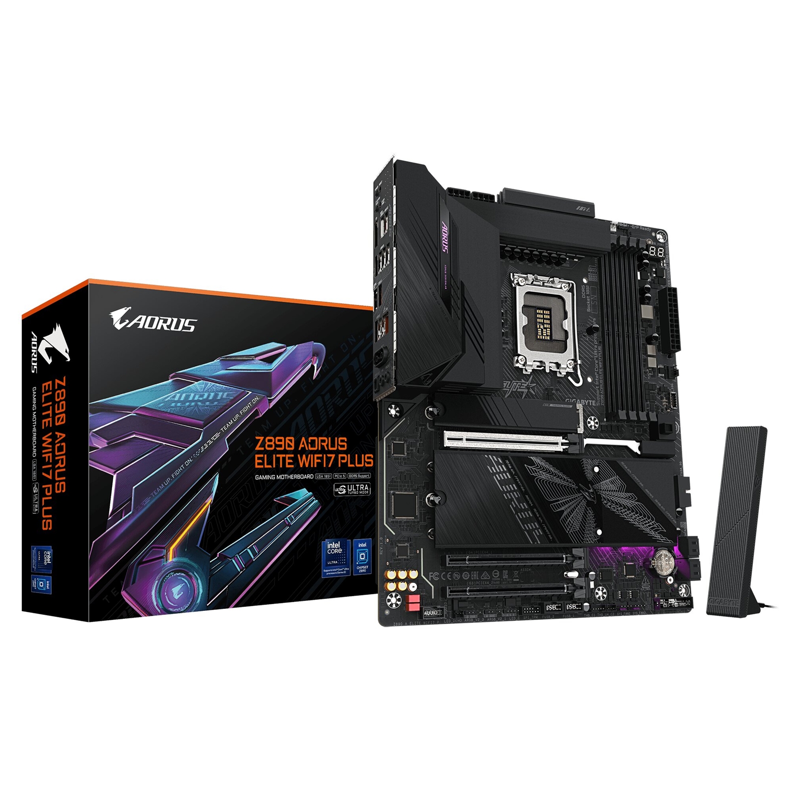 Gigabyte Z890 AORUS ELITE WIFI7 PLUS Intel 1851 Socket Motherboard, ATX, 4x DDR5 Slots, 4x M.2 Sockets, Fitted I/O Shield, 5GbE LAN, Wi-Fi 7, 1x DisplayPort / 1x USB-C (USB4) - Image 3