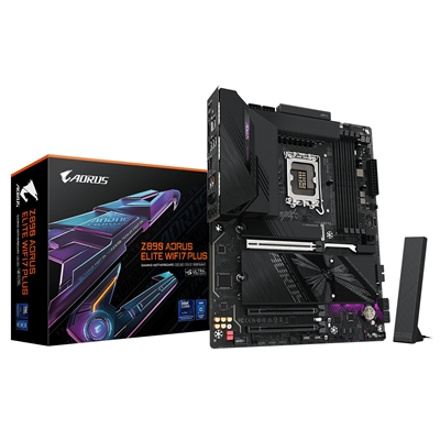 Gigabyte Z890 AORUS ELITE WIFI7 PLUS Intel 1851 Socket Motherboard, ATX, 4x DDR5 Slots, 4x M.2 Sockets, Fitted I/O Shield, 5GbE LAN, Wi-Fi 7, 1x DisplayPort / 1x USB-C (USB4) - Image 2