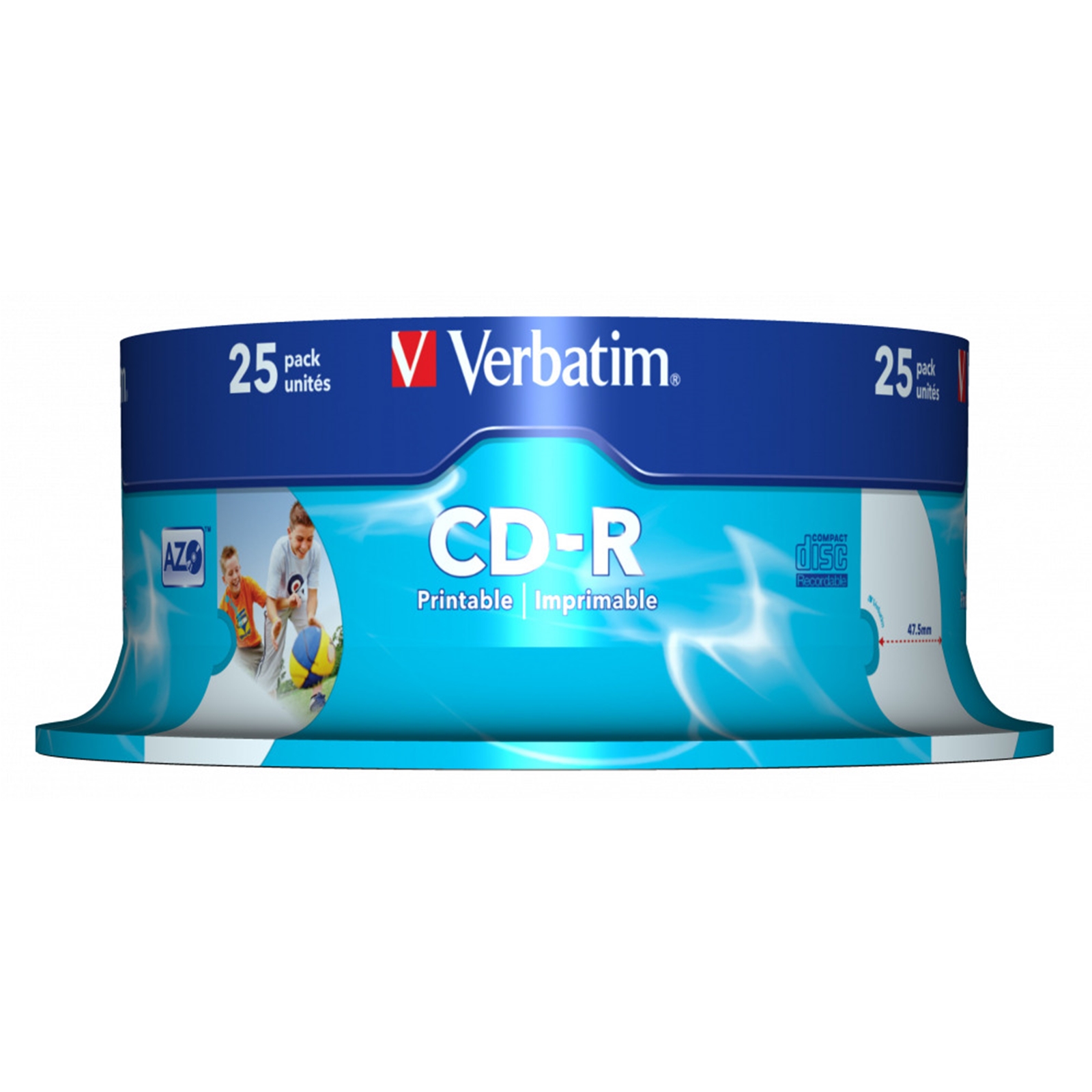 Verbatim CD-R Wide Inkjet Printable ID Branded 25 Pack Spindle AZO 700MB 52X - Image 3