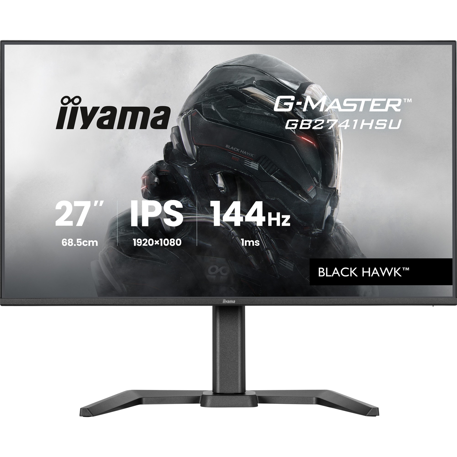 iiyama G-Master Black Hawk gaming monitor GB2741HSU-B1 27" Black, Height Adjustable, IPS, Ultra Slim Bezel, Full HD, 144Hz, 1ms, FreeSync, HDMI, Display Port, USB Hub - Image 3