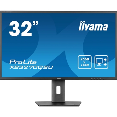 iiyama PROLITE XB3270QSU-B1 32 inch IPS Monitor, WQHD, 3ms, HDMI, DisplayPort, USB Hub, Freesync, 100Hz, Speakers, Black, Internal PSU, Height Adjustable, VESA - Image 2