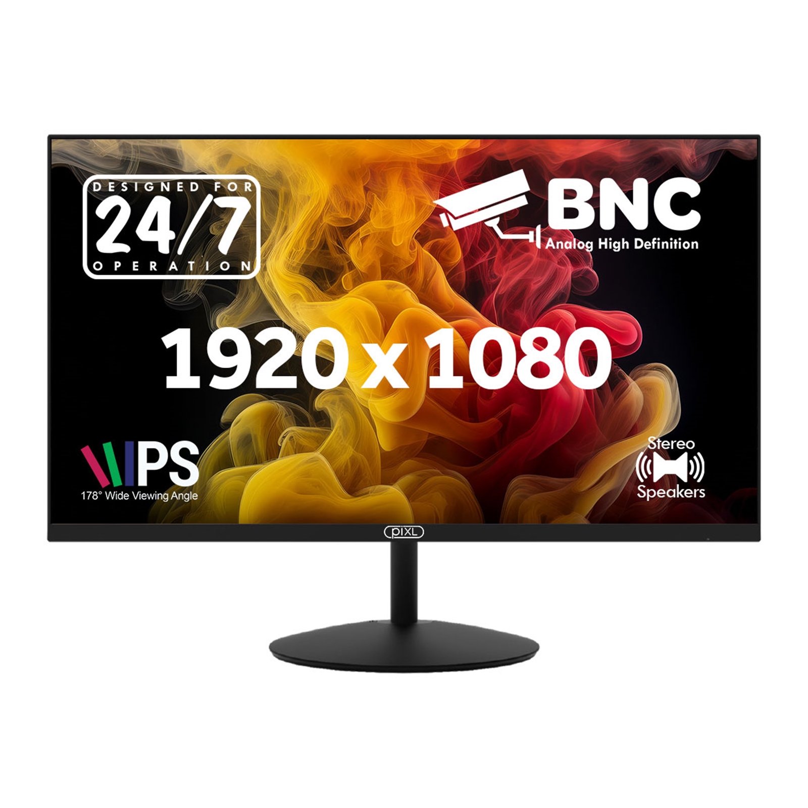 piXL 24-inch Full HD Energy Saving CCTV IPS Monitor for 24/7 use with BNC, HDMI & VGA Connections and CVBS, AHD, TVI & CVI Signal Support - Image 3