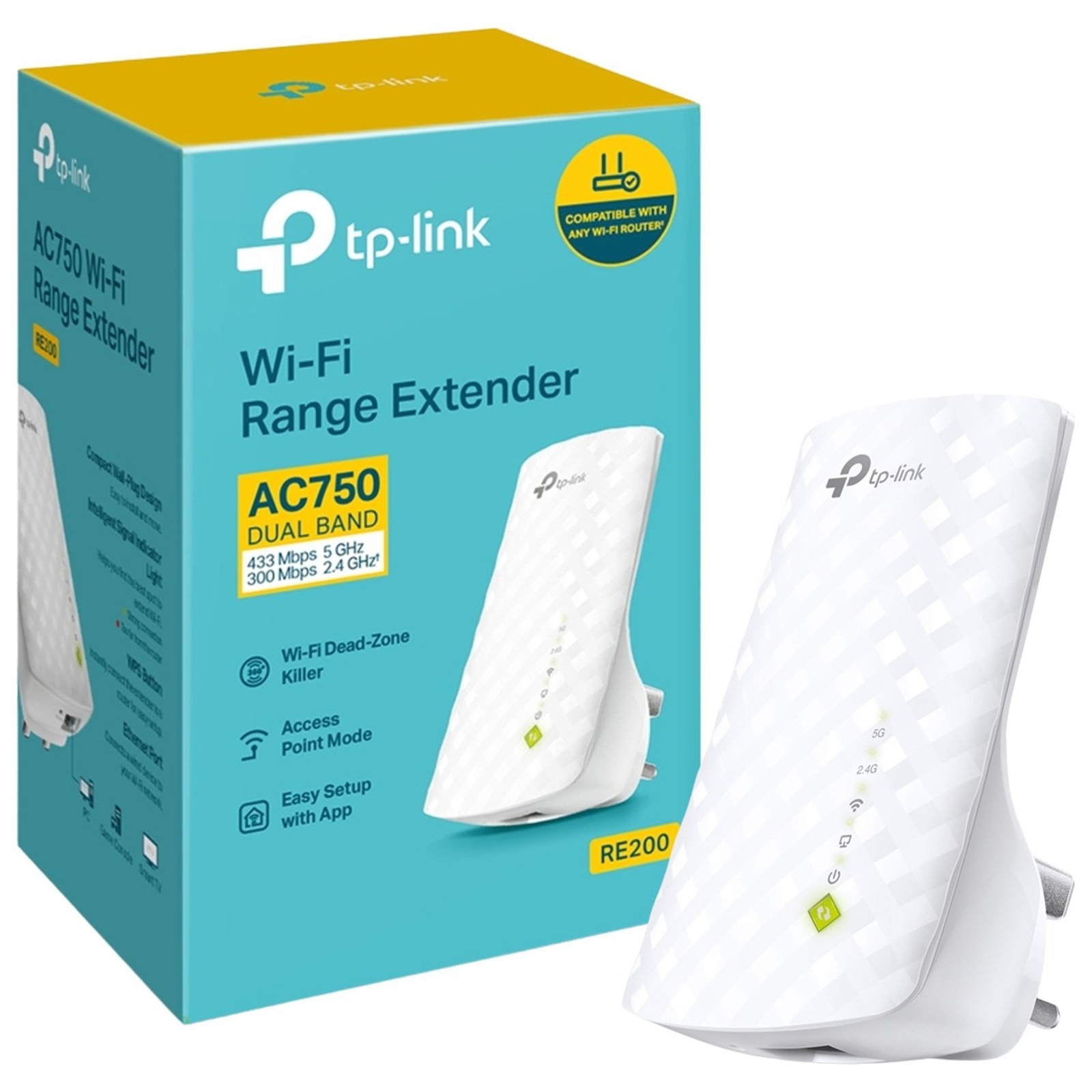 TP-Link RE200 AC750 Dual Band Wi-Fi Universal Wall-Plug Range Extender - Image 3