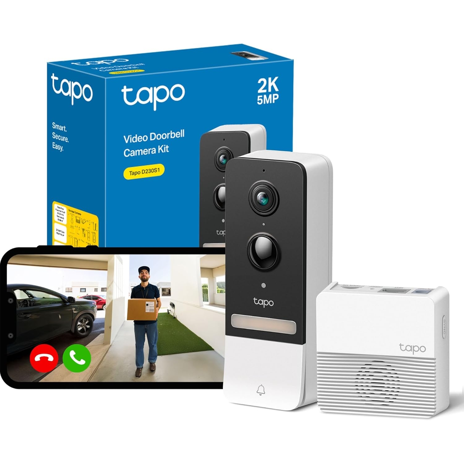 TP-Link Tapo D230S1 Smart Video Doorbell Camera Kit - Image 3