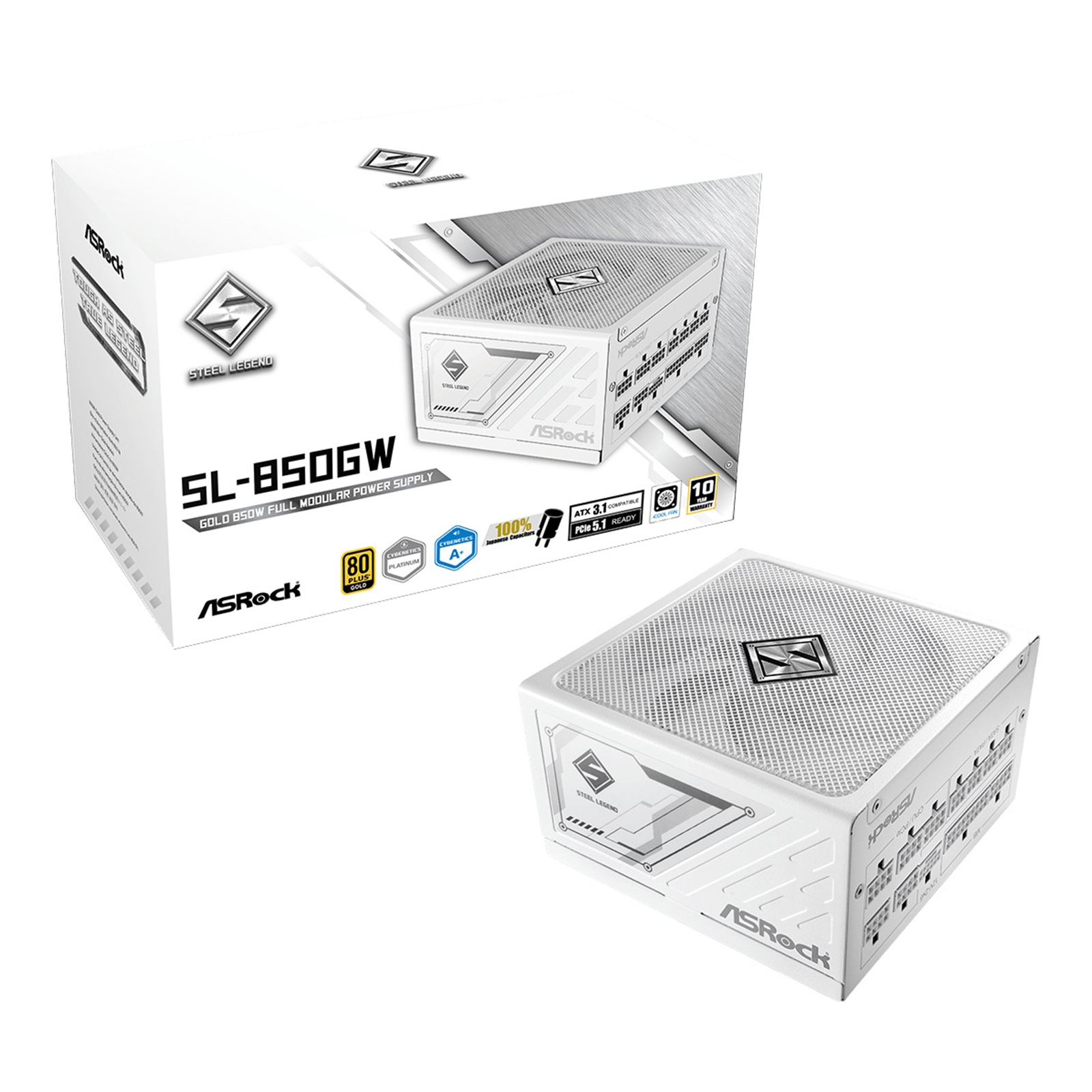 ASRock Steel Legend SL-850G 850W ATX Power Supply Unit, 80 Plus Gold Certified, 120mm Silent Cooling Fan, High Efficiency PSU - Image 3