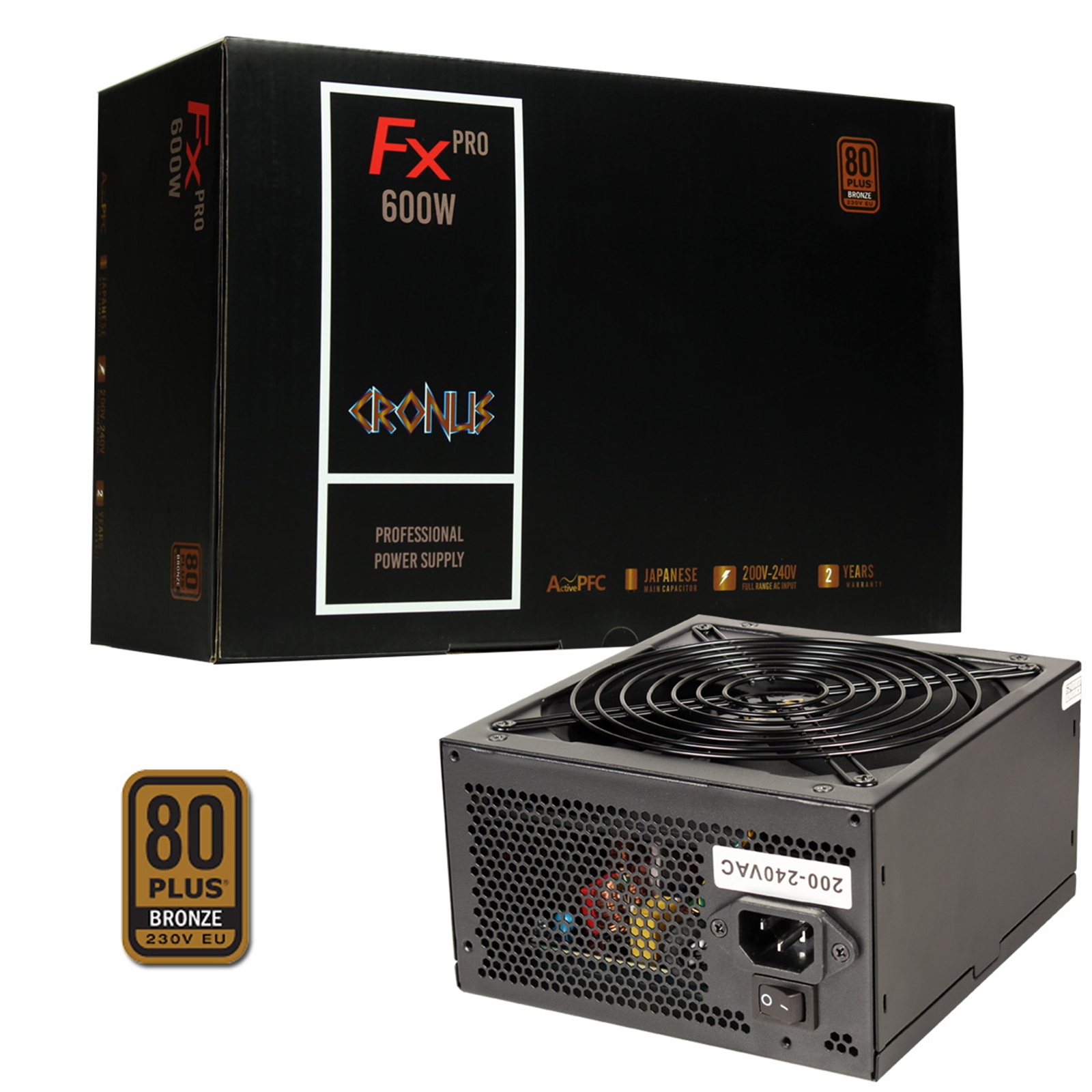 CRONUS 600ATV FX PRO 600W PSU, 140mm Silent Cooling Fan, 80 PLUS Bronze, Non Modular, Flat Black Cables, Supreme Performance - Image 3