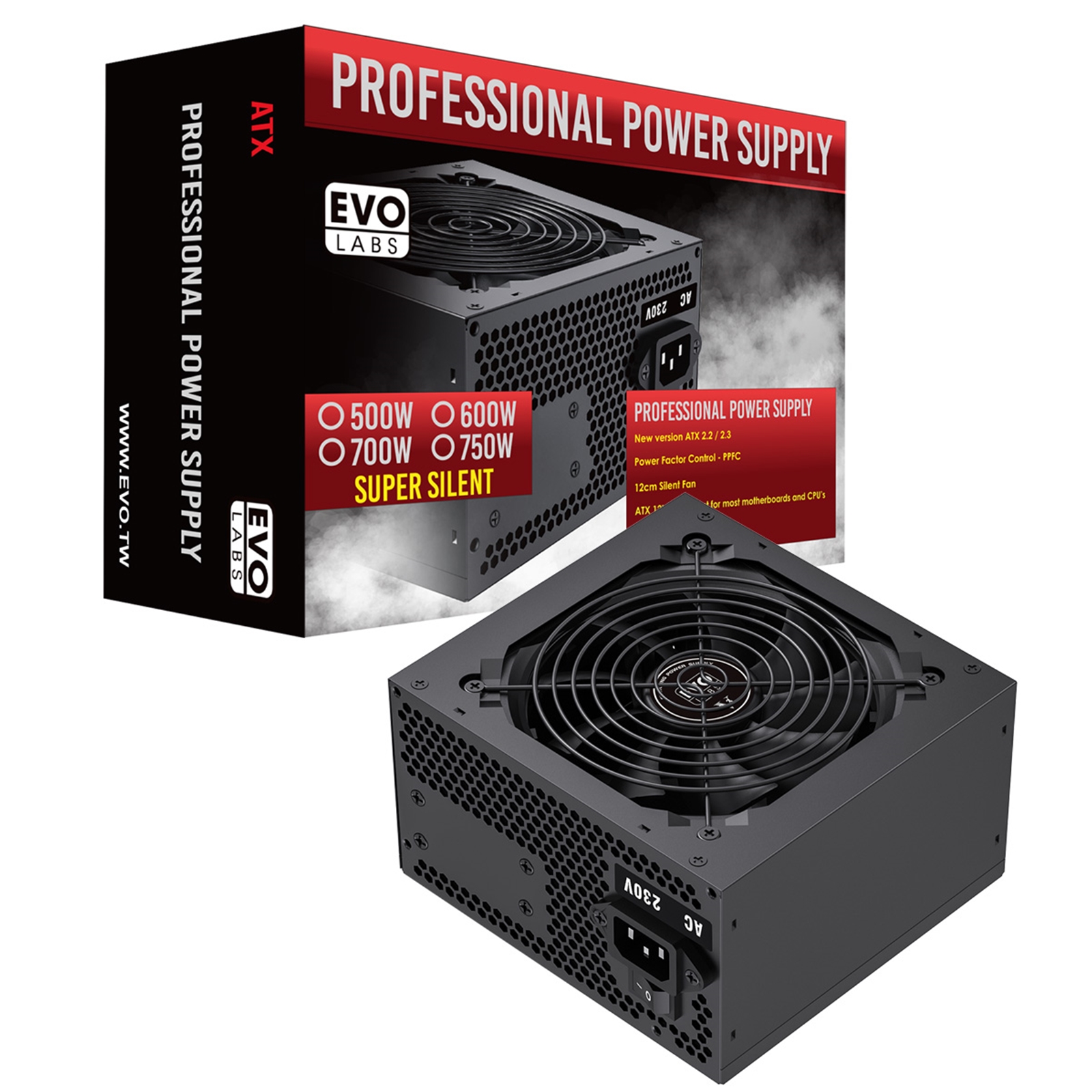 EVO LABS BR500-12BL 500W PSU,120mm Black Silent Fan with Improved Ventilation, Non Modular, High-Efficiency, PFC Certified, CE Compliant, Retail Packaged - Image 3
