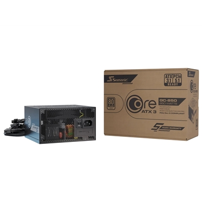 Seasonic CORE GC-850 850W 80 PLUS Gold ATX 3.1 Non-Modular PSU with 120mm HDB Fan, Braided Cables & 5 Year Warranty, Black - Image 2