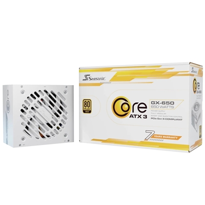 Seasonic CORE GX ATX 3.1 (SRP-CGX651-A5A32SF-W) 650W PSU, 120mm Fan, 80 PLUS Gold, Fully Modular, Individual White Cables with Braided Pattern, 7 Years Warranty - WHITE - Image 2