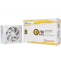 Seasonic CORE GX ATX 3.1 (SRP-CGX651-A5A32SF-W) 650W PSU, 120mm Fan, 80 PLUS Gold, Fully Modular, Individual White Cables with Braided Pattern, 7 Years Warranty - WHITE
