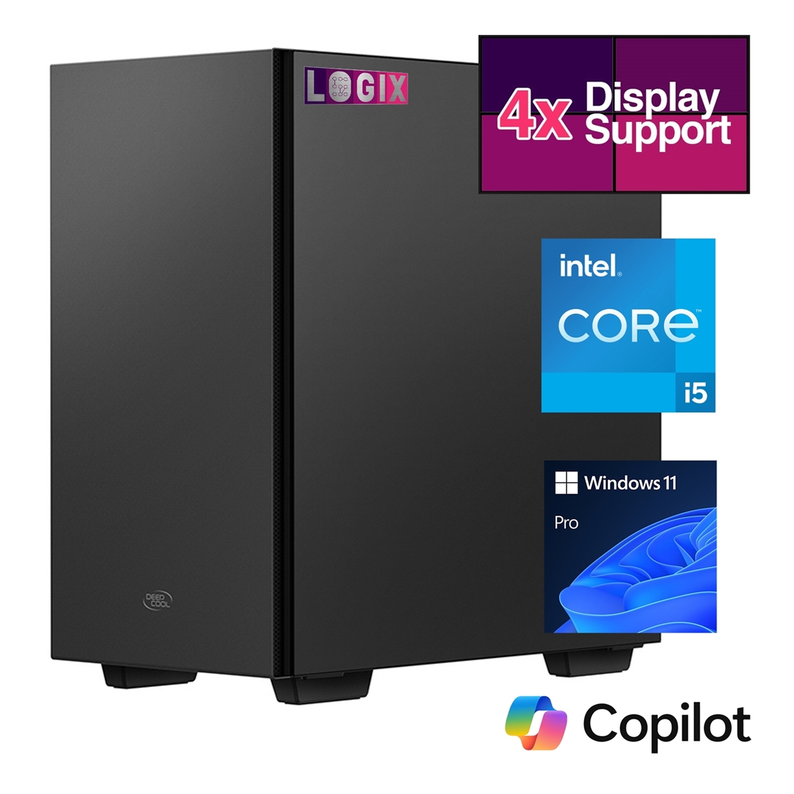 LOGIX Micro Tower - Designed for CCTV Use - Intel i5 Processor, 16GB Kingston Memory, 500GB Kingston SSD, Output to 4 Monitors, with Dual LAN, Windows 11 Pro - Image 3