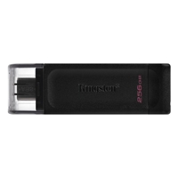 Kingston DT70/256GB DataTraveler 256GB USB Flash Drive, USB 3.2, USB-C, Gen1, 80MB/s, Cap Design, Black, Retail. - Image 2