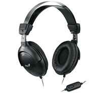 Genius HS-M505X Headset with Mic, 3.5mm Connection, Plug and Play with Adjustable Headbandand, In-line microphone and Volume Control, Black