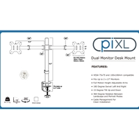 piXL Desk-Mounted Fully-Adjustable Dual Monitor Arm for Screens Up To 27 inch with VESA Mount & Built-In Cable Management - Image 5