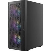 Antec AX20 Case, Black, Mid Tower, 1 x USB 3.0 / 2 x USB 2.0, Tempered Glass Side Window Panel, Slanted Bar & Mesh Design for Massive Airflow, 3 x Pre-Installed RGB LED Fans, ATX, Micro ATX, Mini-ITX Compatible - Image 7