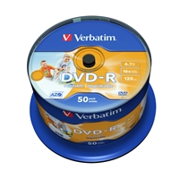Verbatim DVD-R 16X 4.7GB 50 Pack Spindle Wide Inkjet Printable No ID - Image 4
