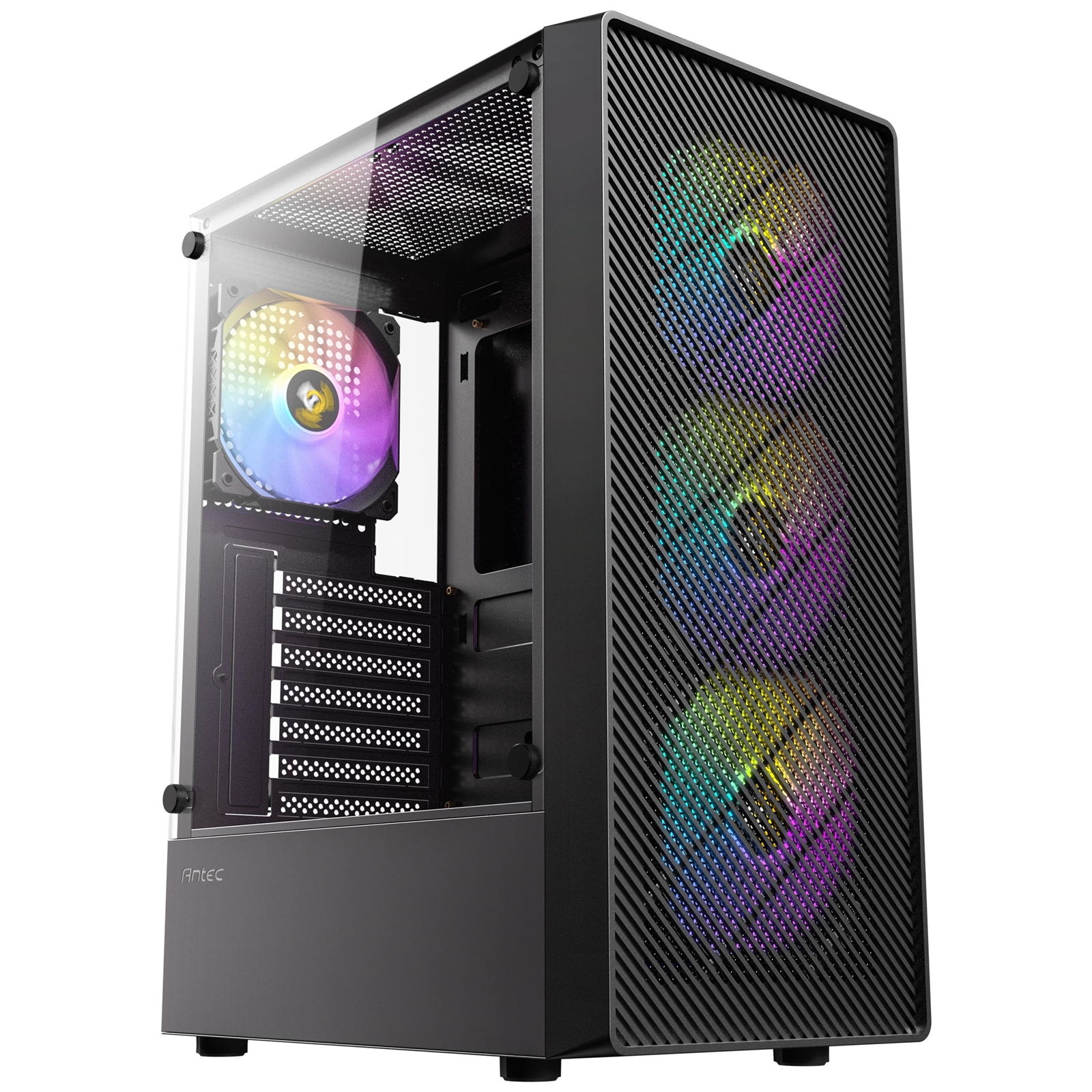 Antec AX26 RGB Elite Mid Tower Gaming Case, 1 x USB 3.0 / 2 x USB 2.0, Tempered Glass Side Window Panel, High Airflow Front Pannel, 4 x Pre-Installed ARGB LED Fans, ATX, Micro-ATX, ITX Compatible - Image 3