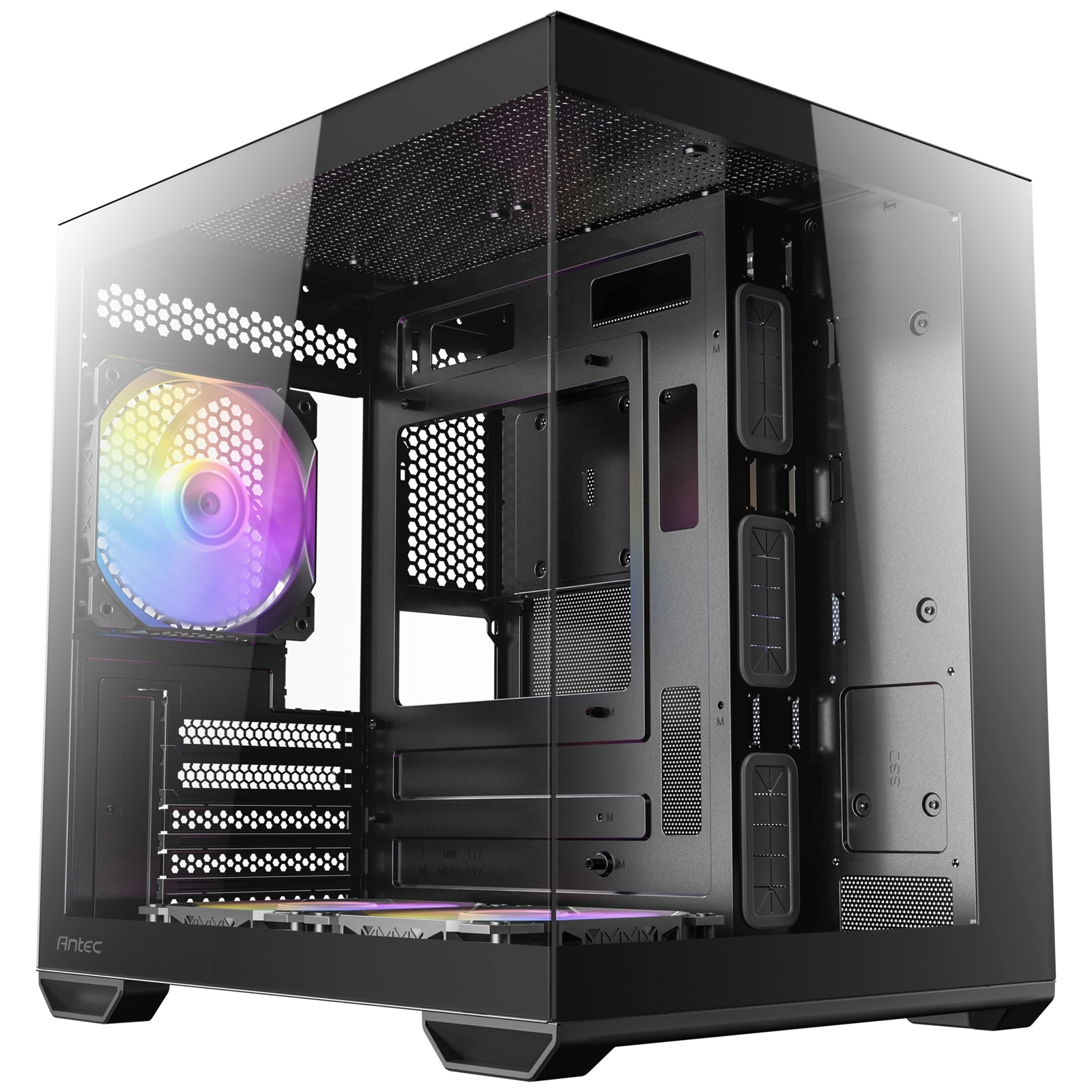 Antec CX60M ARGB Mini Tower Gaming Case, 1 x USB Type-C / 2 x USB 3.0, Tempered Glass Front and Side Window Panel, Water Cooling SUpport, 3 x Pre-Installed ARGB LED Fans, Micro-ATX, ITX Compatible - Image 3