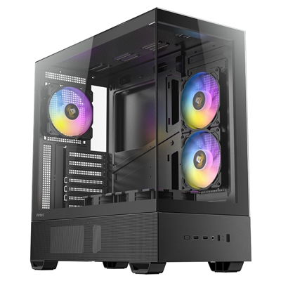 Antec CX705 ARGB Gaming Case Mid Tower, 1 x USB Type-C / 1 x USB 3.0 / 1 x USB 2.0, Tempered Glass Front and Side Window Panel, Vertical Cooling with Massive Air Intake, 5 x Pre-Installed ARGB LED Fans, ATX, Micro-ATX, ITX Compatible - Image 2
