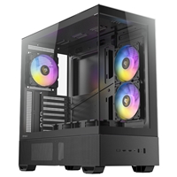 Antec CX705 ARGB Gaming Case Mid Tower, 1 x USB Type-C / 1 x USB 3.0 / 1 x USB 2.0, Tempered Glass Front and Side Window Panel, Vertical Cooling with Massive Air Intake, 5 x Pre-Installed ARGB LED Fans, ATX, Micro-ATX, ITX Compatible