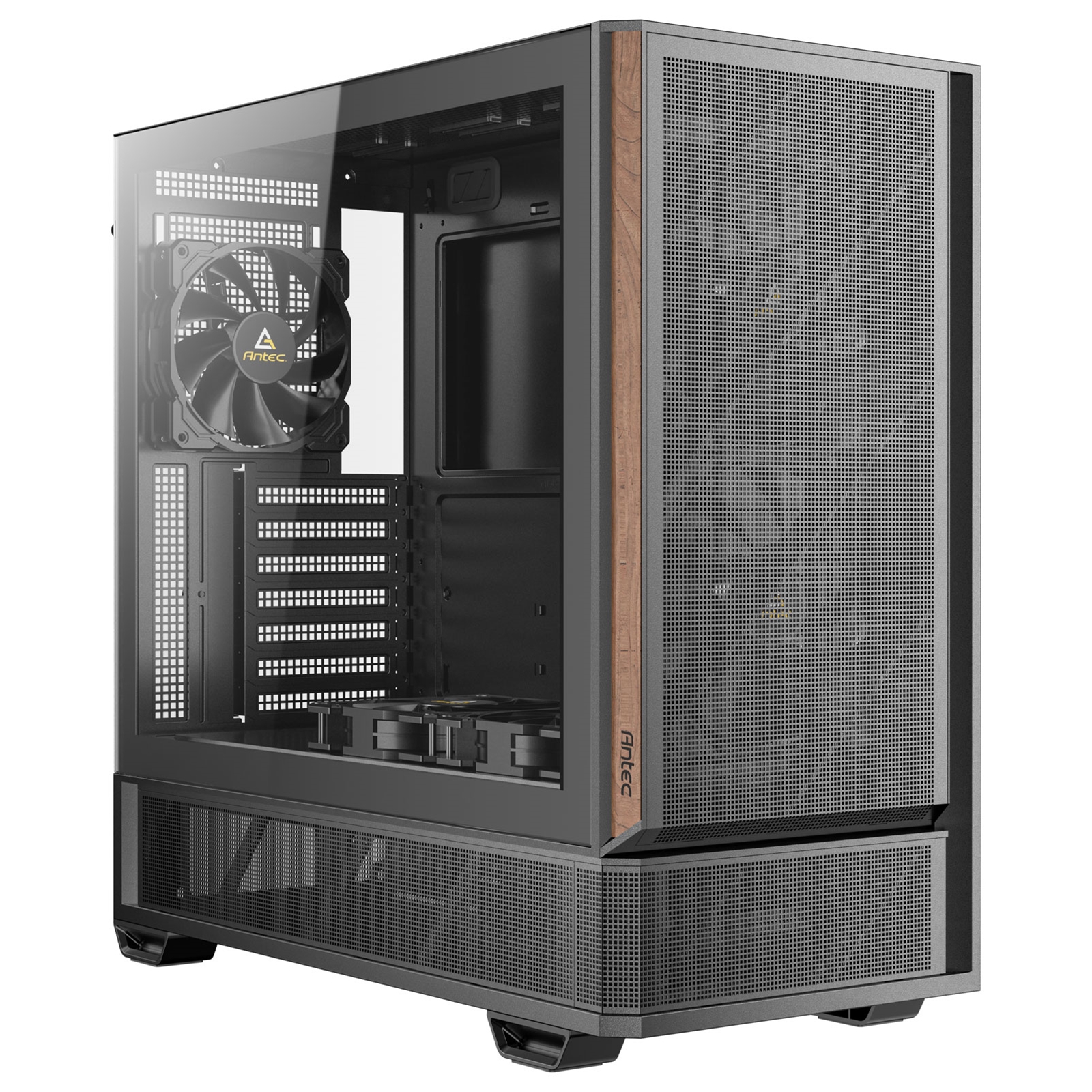 Antec P30 Air Mid-Tower Gaming Case, 1 x USB Type-C / 2 x USB 3.0, Tempered Glass Side Window Panel, Large Mesh Front with Premier Wood Accents, 3 x Pre-Installed PWM Fans, ATX, Micro-ATX , ITX Compatible - Image 3