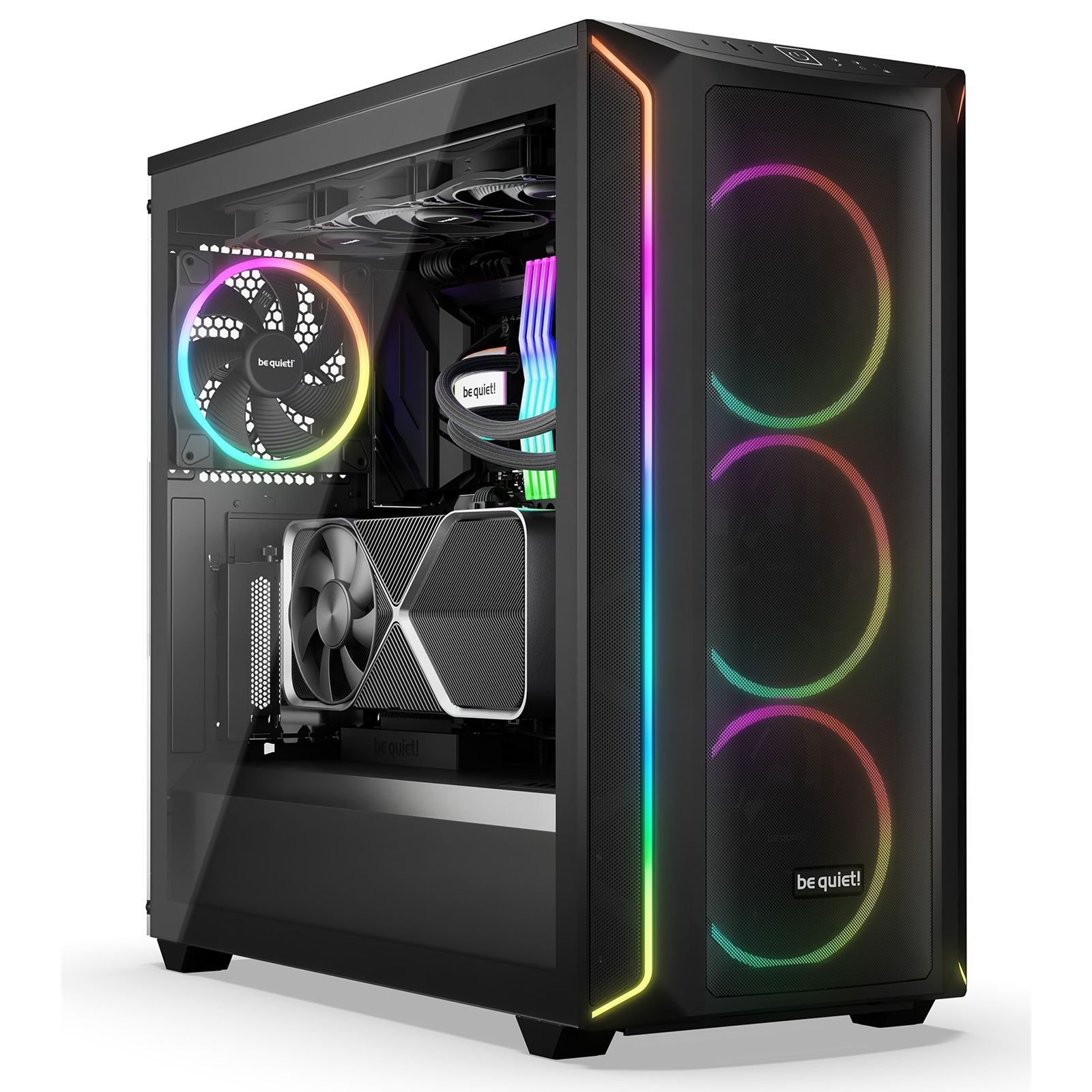 be quiet! BGW63 Shadow Base 800 FX Mid Tower Gaming Case, 1 x USB Type-C / 1 x USB 3.2, Tinted and Tempered Glass Side Window Panel, Air-permeable Front and Top Cover, 4 x Pre-Installed ARGB LED Fans, E-ATX / ATX / M-ATX / Mini-ITX Compatible - Image 3